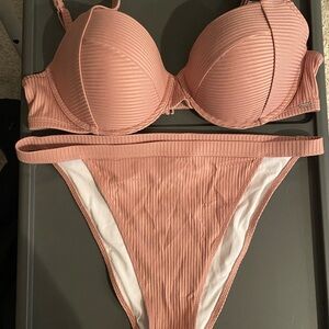 Victoria's Secret Ribbed Bikini - Dusty Pink